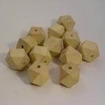 10 Light Wood Unpainted Faceted Cube Wooden Beads..